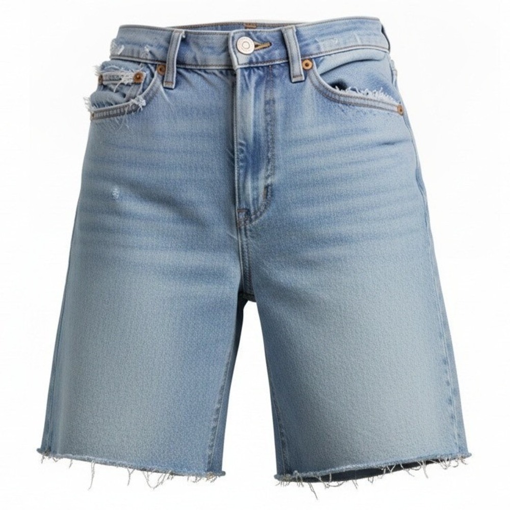 American Eagle Denim Shorts Womens 0 Blue Distressed Raw Hem High Waisted Cotton